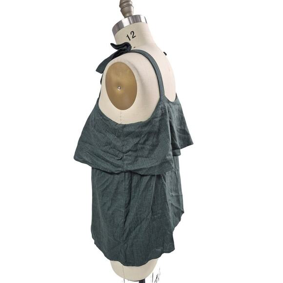 NWT Wonder Sleeveless Tank Green Tie Bow Strap Rayon/Linen Blend Sz M - Picture 5 of 10